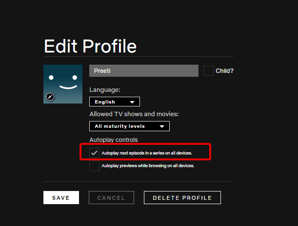can not play the next episode automatically on Netflix