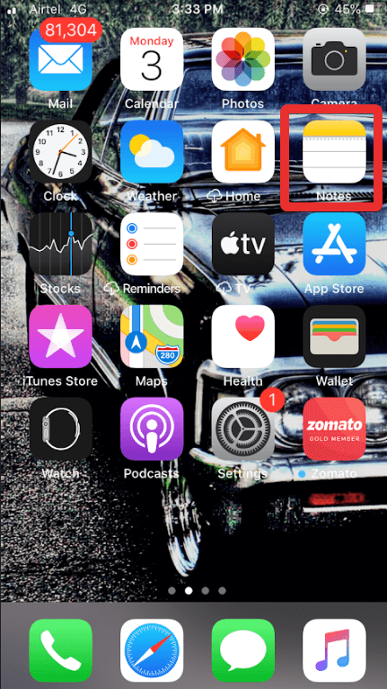 launch the notes app
