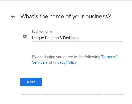 name of your business