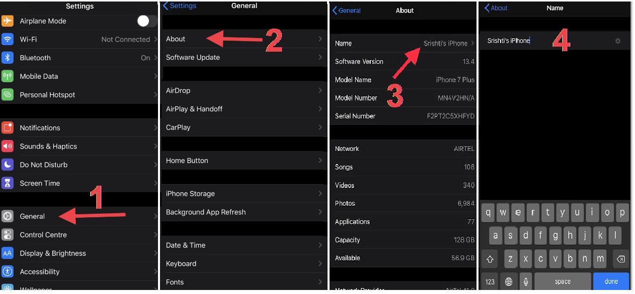 Change the Bluetooth Name on iPhone- rename phone