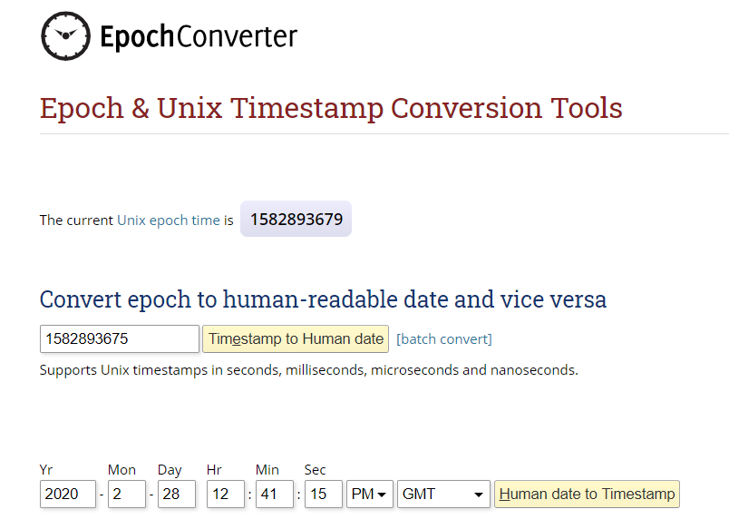 Epoch Date And Time Converter