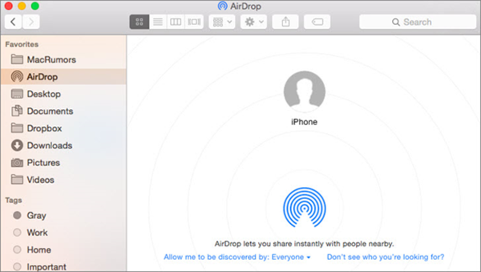 File transferring from iPhone to Mac using AirDrop