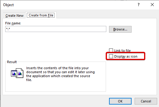 insert PDF into Word as Linked Object