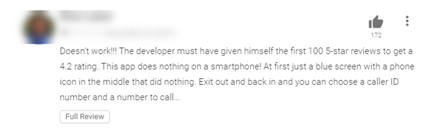 Play Store regarding the app