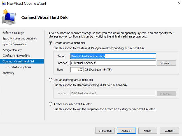 connect virtual hard disk
