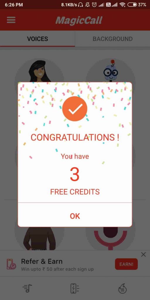 free credits on magiccall