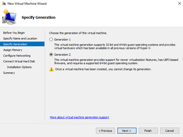 new virtual machine vizard