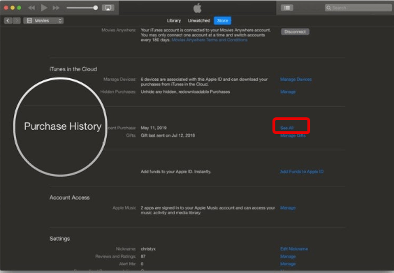 purchase history