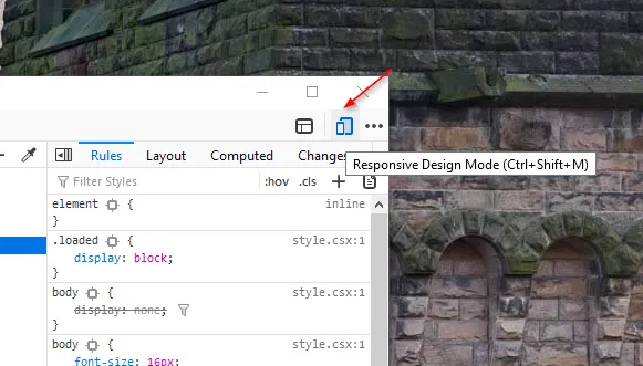 responsive design mode