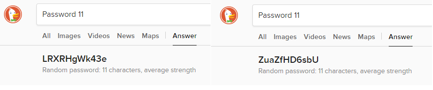 DuckDuckGo Search Engine -Generate passwords