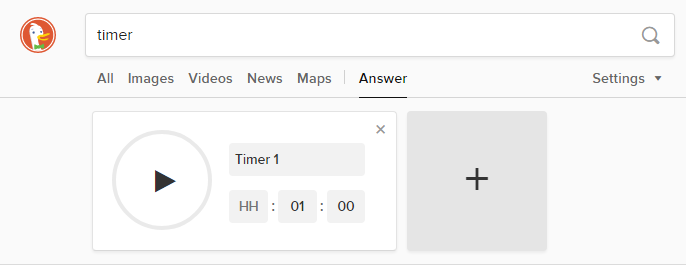 DuckDuckGo Search Engine -Stopwatch & Timer