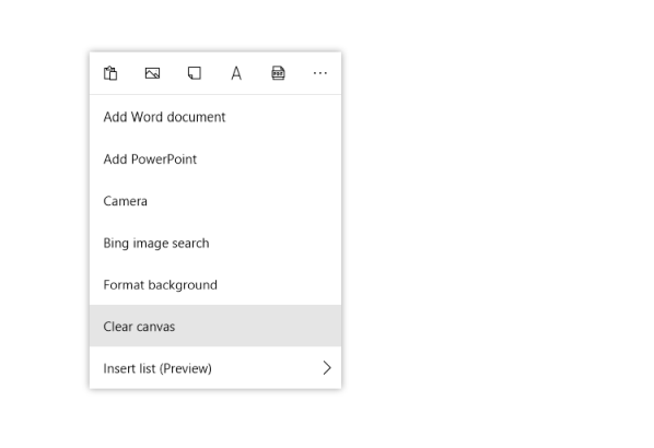 Microsoft whiteboard clear canvas