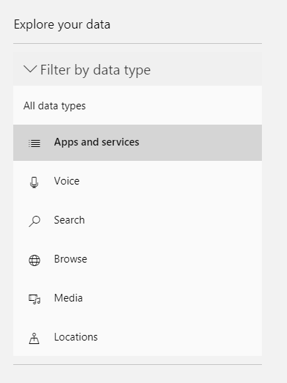 My Activity History Windows 10 filter data privacy