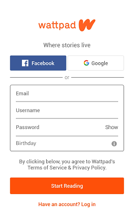 Read Free eBooks with Wattpad Stories Login