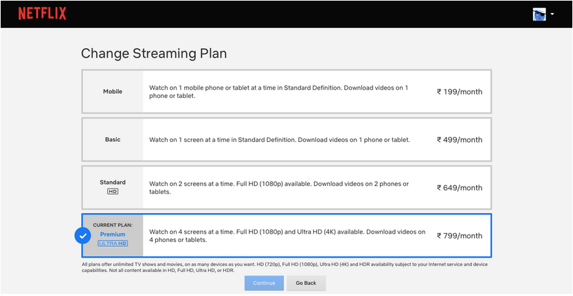 change your netflix plan