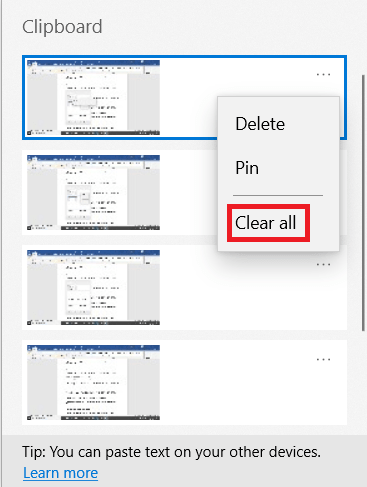 clear all