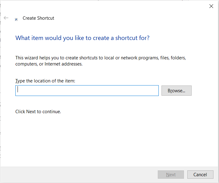 create shortcut