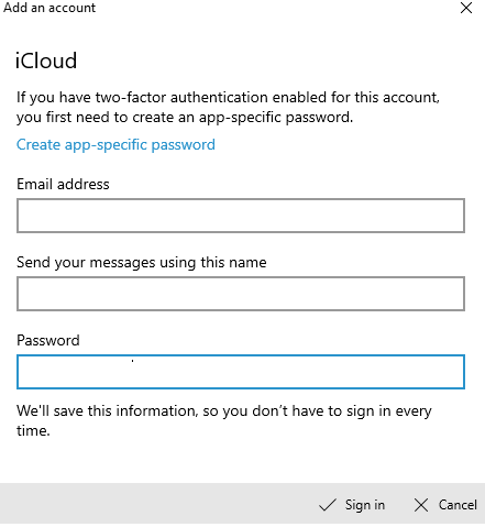how to set up icloud email on windows