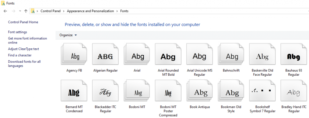 install fonts windows - Appearance and Personalization