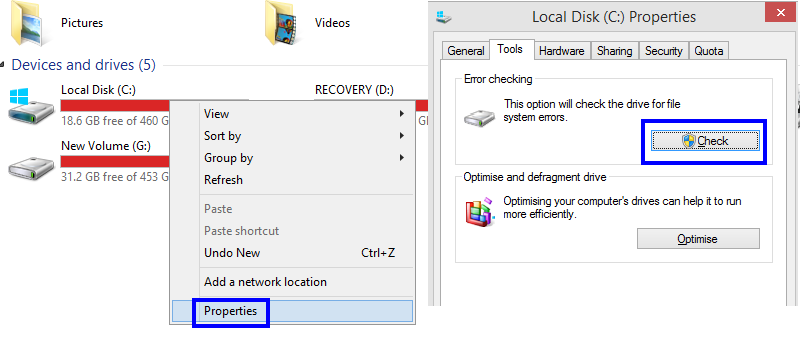 how to check for corrupted files windows 8
