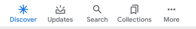 Google discover feed Navigation menu