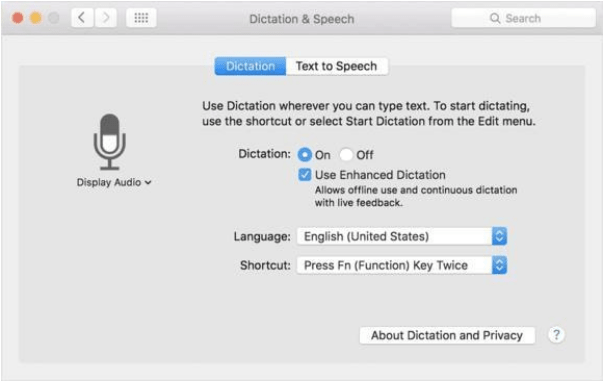 oral dictation on mac
