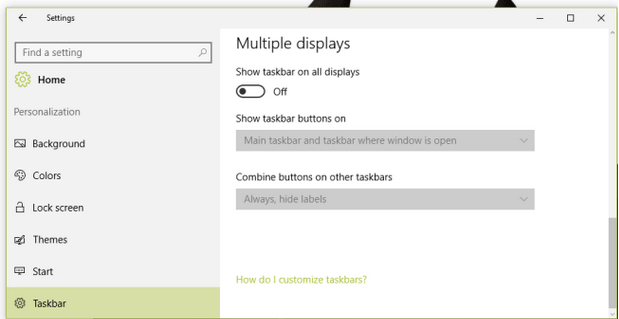 Changing Taskbar Settings