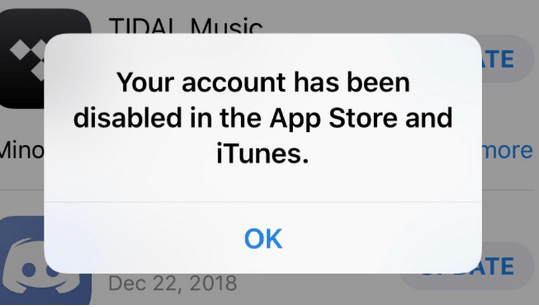 Your Account Has Been Disabled in the App Store and iTunes