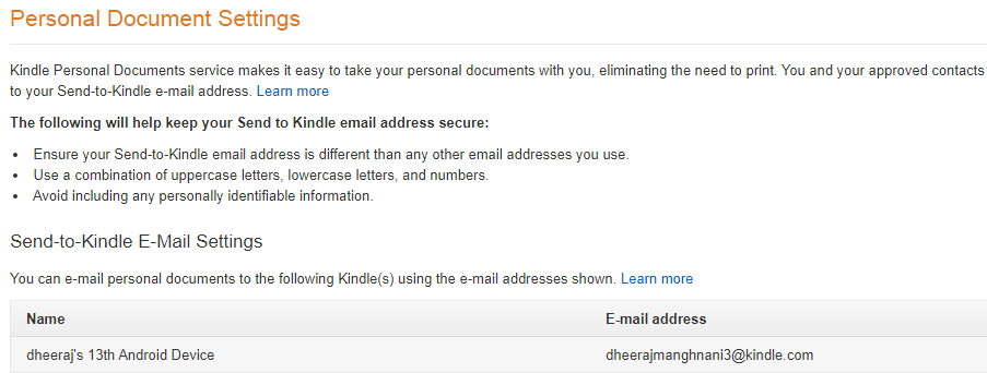 the kindle personal document service
