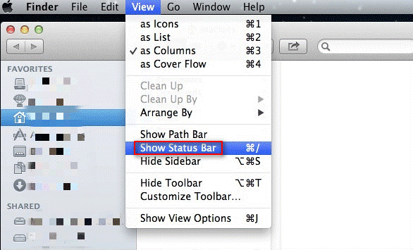 show status bar on mac, check Mac storage