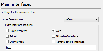 vlc remote control main interfaces web