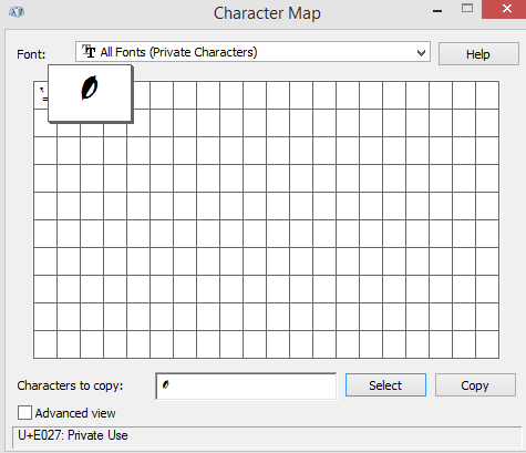 transfer characters from microsoft private character editor