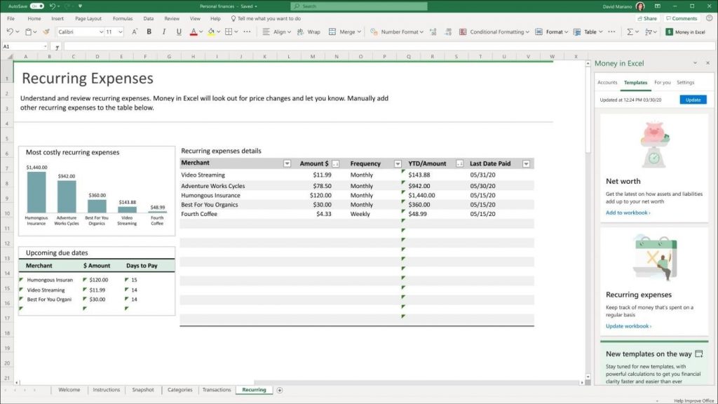 Customizable in excel