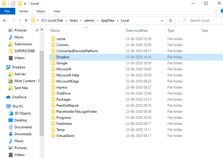 Dropbox Directory (dropbox smart sync not working)