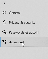 Microsoft Edge 44 & lower in advance option