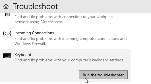 Run Keyboard Troubleshooter