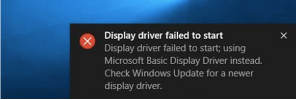 Display Driver Failed To Start