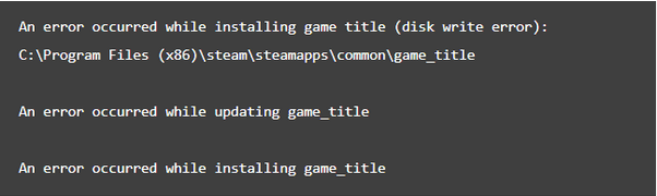 Steam Disk Write Error
