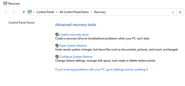 Configure System Restore