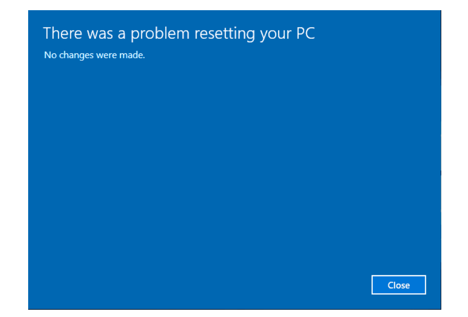 windows 10 resetting this pc stuck at 64