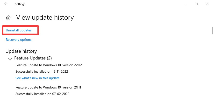 Uninstall The Latest Windows Update