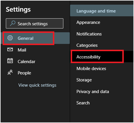 accessibility setting