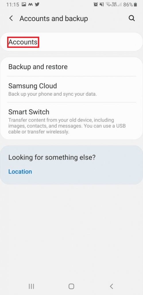 accounts and backup option, remove google account from android