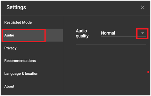 audio playing setting