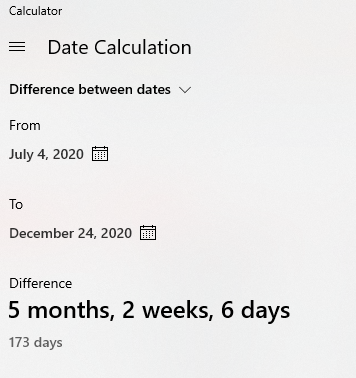 calculator app for windows 10 Date Calculation