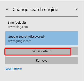 change search engine in edge
