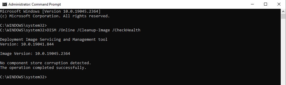 cmd CheckHealth