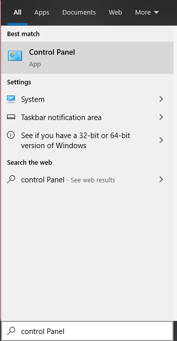 control panel in windows search box, windows 10 Wi-Fi password