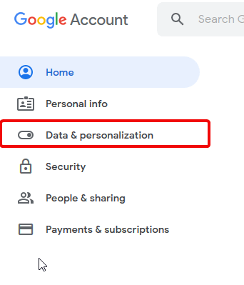 data and personalize option to remove google account, remove google account from android