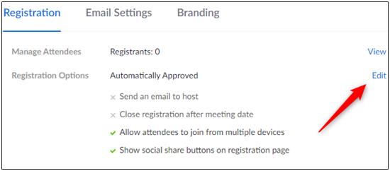 edit registration on zoom